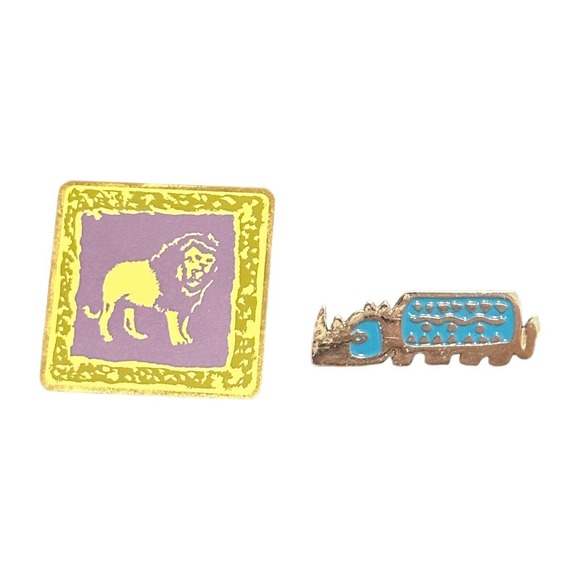Disney Other - (2) Walt Disney World Animal Kingdom Purple Lion & Blue Rhino Pins